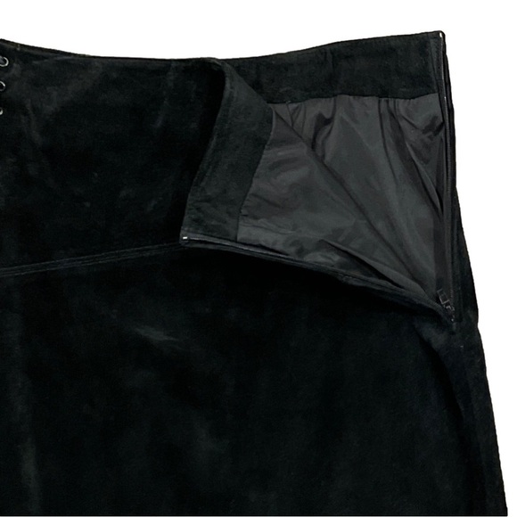 Danier 8 Black Suede Leather Lined Lace-Up Skirt Moto - Picture 4 of 8